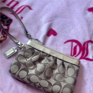 Coach Beige and Cream Wristlet